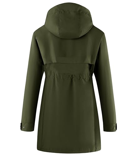 wantdo Women's Lightweight Rain Jackets Waterproof Long Raincoats with Hood Trench Coats Windbreaker2