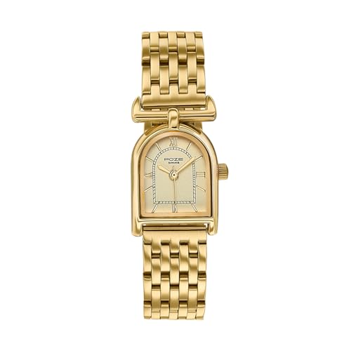 Image of Sonata Poze 8 Quartz Analog Watch and Jewellery Combo for Women with Gold Dial & IPG Alloy Strap - SP80175YM01WF