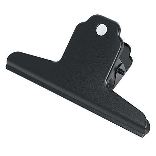 GUOKOFF 12 Pack Pince Bulldog, 100mm Pinces à Charnière en Métal Grand, Métal Bulldog Binder Clips, 4 Pouces Noir Bulldog Trombone Pince, Bulldog Binder Clips Pince Papier pour Bureau, l'école (Noir) Cover