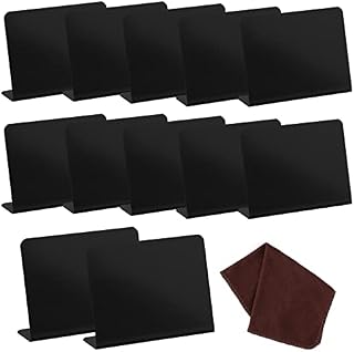 Mini Chalkboard Signs Chalk Board - Fowecelt 12pcs Small Chalkboard for Table Numbers, Mini Black Chalk Boards for Party Place Cards Display, Menu Blackboard for Buffet Food Price Tags