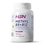 HSN Vitamina B12 Metilcobalamina + Ácido Fólico B9 L-Metilfolato | 120 Tabletas | Methyl Complex Vitamina B Metilado | Vegano, Sin Gluten