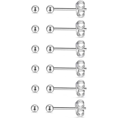 Showself 3mm Silver Ball Stud Earrings Cover