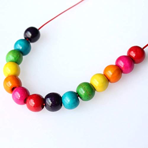 Image of DIY Natural Wood Beads Set - Crystal Elastic Line for Bracelet & Necklace - Handicraft Home Decor