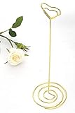NX Garden 20 Pack 8.75 Inch Gold Tall Place Card Holders Heart Shape Table Number Holder Stands Picture Photo Note Memo Clips for Wedding