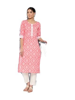 JagraWomen's Cotton Bandez Printed Formal Straight Kurta