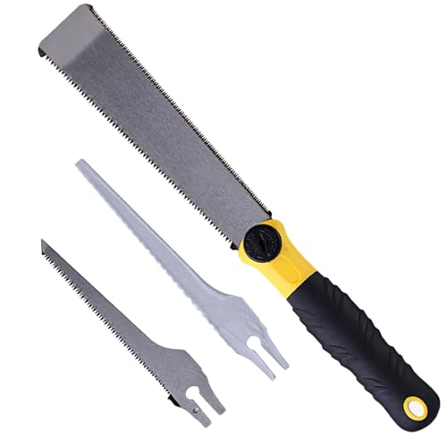 Hand Saw 3 Pack Japanese Saws for Woodworking Tools Pull Saw Double Edged Hand Saw for Wood Small Saw with 3 Exchangeable Blades Hacksaw for Metal Cutting Wood Working Carpenters Tools
