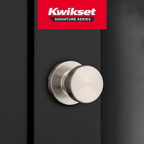 Image of Kwikset Pismo Interior Round Passage Door Knob, Handle for Closet and Hallway Doors, Non-Locking Doorknob, Satin Nickel