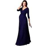 Maternity Dresses Pregnancy Gown for Photoshoot Deep V-Neck Maternity Dress, European American Sexy Evening Dresses (Color : Dark Blue, Size : Bust96-115cm)