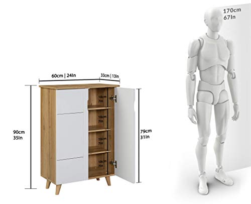 Image of DeckUp Plank Alvo 2-Door Engineered Wood Shoe Rack (Wotan Oak and White. Matte Finish)