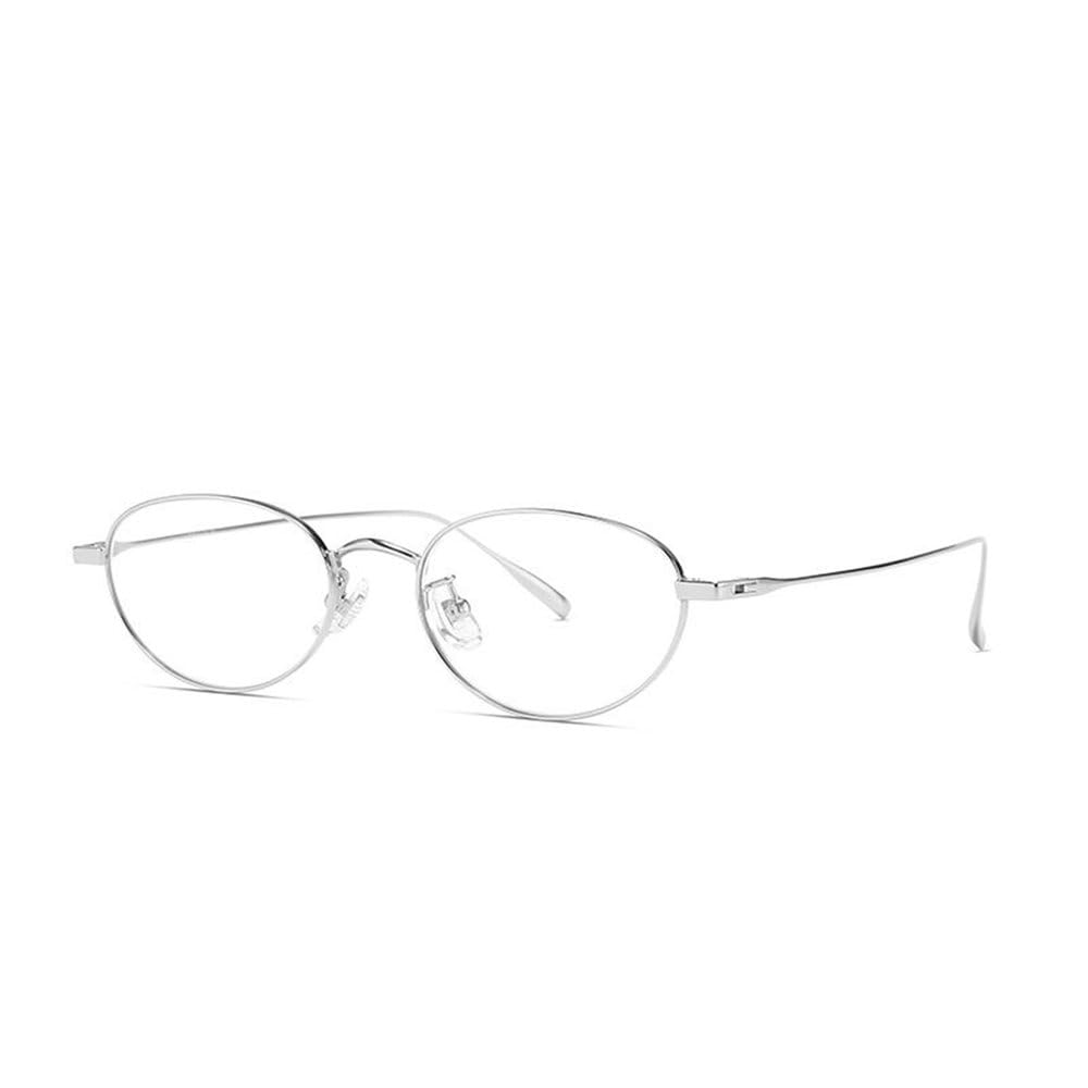 Gafas lisas de moda con marco ovalado metálico y alambre plateado 6