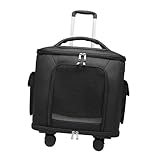 WeiLaiKeQi Cat Carrier Handbag Breathable Carrying Bag Pet Rolling Carrier with Universal Wheels for Small Dogs, Kitten, Puppy, Outdoor, Black