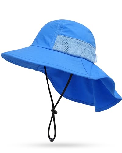 Image of Toddler Baby Sun Hat Kids Summer Beach Essentials Adjustable Beach Hats with Bucket Wide Brim for Boys Girls Age 0-14 Years