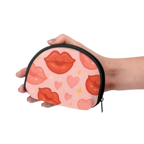 Portable Coin Purse Red Lipstick Love Mini Zippered Money Pouch Card Holder3