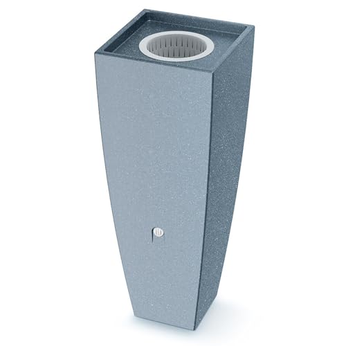 YourCasa PureFlow PureFlow - Barril de agua con rosca de metal y cesta de filtro, 100 l, de plástico, resistente a las heladas, depósito de agua de lluvia, para jardín, color gris