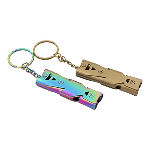 Real Sic Steel Emergency Whistle Keychain - Loud Portable Safety Whistle For Emergency, Survival, Life Saving, Hiking, Festivals, Camping, And Pet Training (Double Tube Whistle) #TOP1
