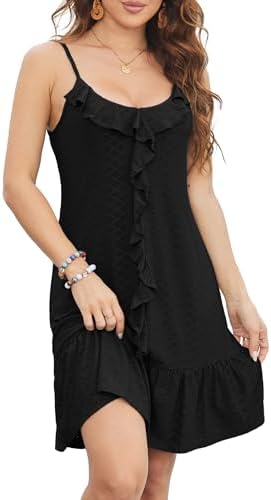 Swimsuit Coverup for Women Summer Dress Spaghetti Strap Dresses Eyelet Sundresses Causal Beach Vacation Clothes