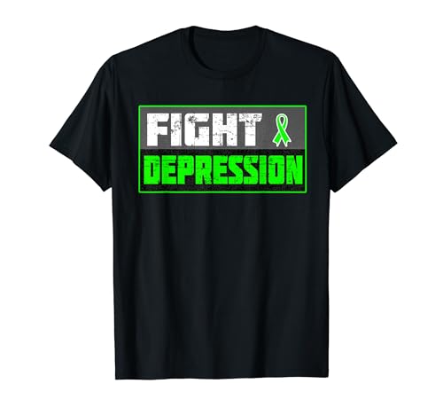 Fight Depression Green Ribbon Mental Illness Tshirt