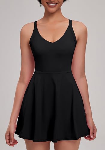 Womens Tennis Golf Dress with Open-Back Waistband Shorts Pockets Workout Athletic Dresses3