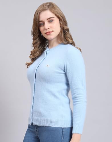 Image of Monte Carlo Women Regular Fit Full Sleeve Solid Round Neck Winter Cardigan (Pack of 1)