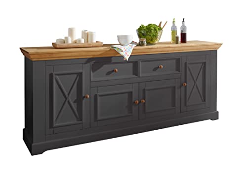 Preisvergleich Produktbild Woodroom Oslo Sidebboard Kommode Anrichte Schrank, Holz, Grau, breit