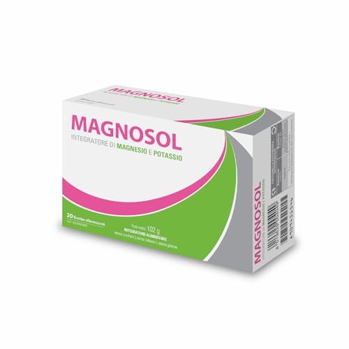 Magnosol, Integratore Alimentare di Magnesio e Potassio, Riduzione di Stanchezza e Affaticamento, Senza Zuccheri, Lattosio e Glutine, 20 Bustine