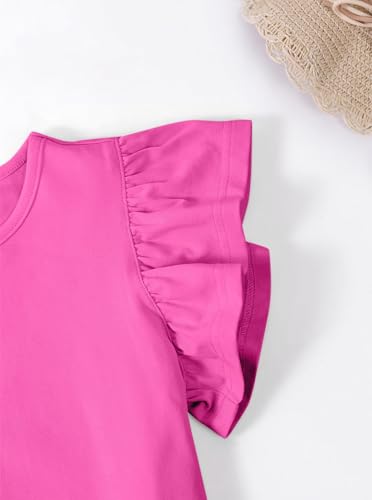 Image of Girls' Summer Shirts Cute Tops Ruffle Sleeve Crew Neck Casual Tees