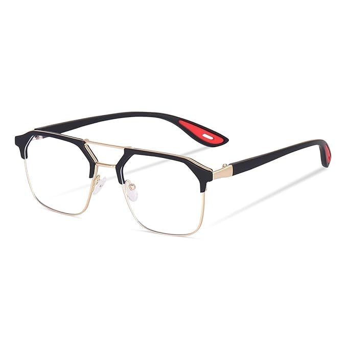 Image of Square Spectacles Clear Anti Blue Ray Blocking BlueCut Anti Glare Reduce zero Power Mobile computer Laptop Gaming protection For Men & Women (Free Size)