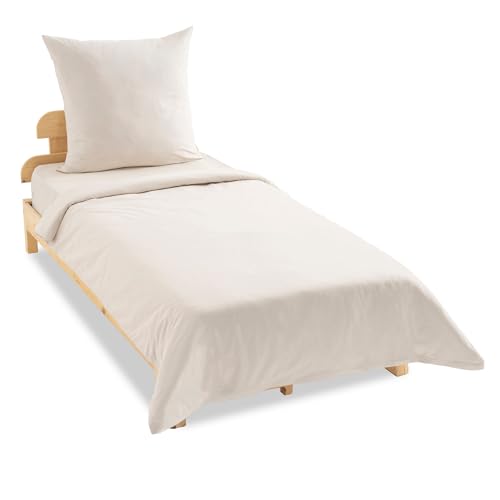 GD Home %100 Baumwolle Bettwäsche Set / 1 Hochwertige Atmungsaktive Renforce Bettbezug 140 x 200 cm + 1 Kopfkissenbezug 80 x 80 cm / 2teilig Deckenbezug/Creme