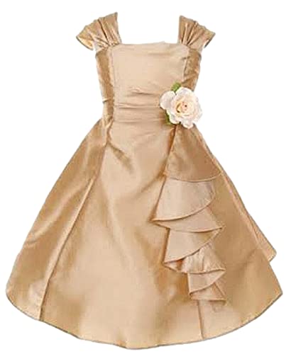 Big Girls' Champagne Gold Taffeta Girls Dress