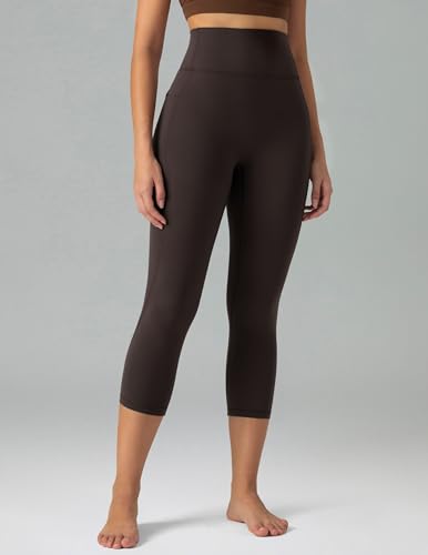 Image of Colorfulkoala Dreamlux No Front Seam Capri Leggings with Pockets for Women - High Waisted 21 inch Buttery Soft Yoga Pants