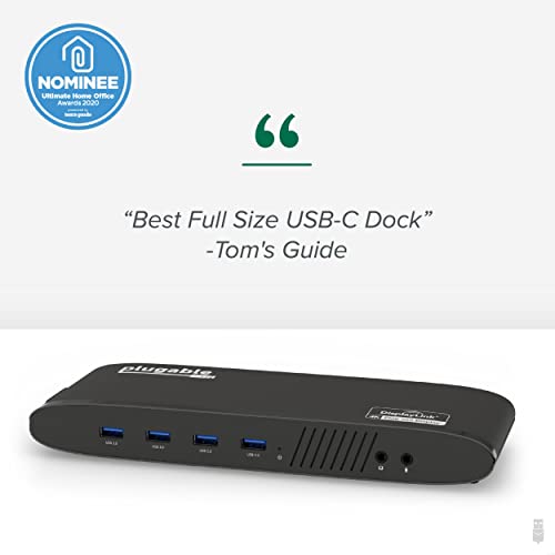 Plugable Universal Laptop Docking Station, 4K Dual Monitor, Displayport Or Hdmi, Windows Mac Or Chromeos Laptops, Usb-C Or Usb 3.0, Adds 2 Displays, Ethernet, Audio, 6 Usb Ports #TOP5