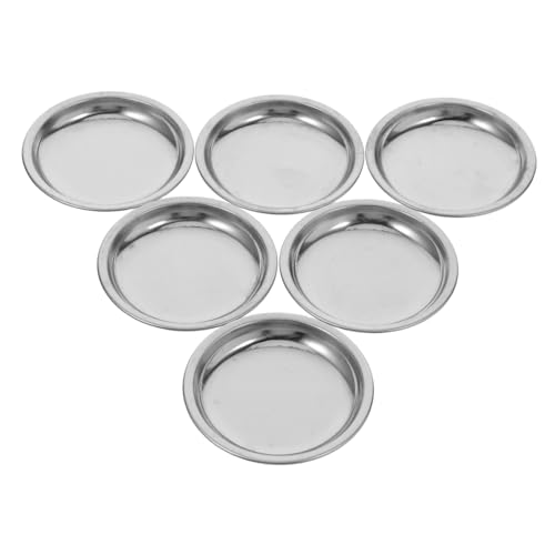 PRETYZOOM 6Pcs Stainless Steel Tea Bag Dish Trays Round Coasters for Tea Bags Drip Tray Saucer for Cups Easy to Clean Tea Bag Holders for Tea and Accessories