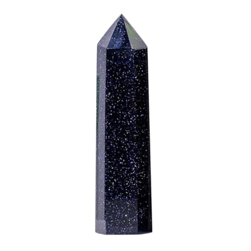 NUOBESTY Varita de Cristal Natural Hexagonal Piedra Azul Arenisca Pulida Decoración para Meditación y Yoga Regalo para Amantes de Cristales