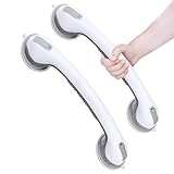 2-Pack Suction Grab Rails for Bathroom, 16" Heavy Duty No-Drill Shower Safety Handles, 110kg Load Capacity, Portable Mobility Aids for Elderly, Disabled, Pregnant & Kids-Grey