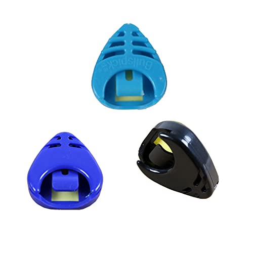 Rayzm Lot de 3 supports en plastique pour médiators de guitare, bleu, bleu clair et noir - Les Beatles, Paul McCartney, John Lennon, RIngo Starr, George Harrison Rayzm Lot de 3 supports en plastique pour médiators de guitare, bleu, bleu clair et noir