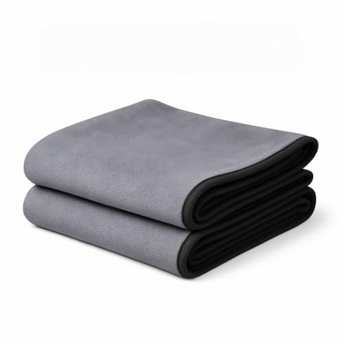 Image of 500 GSM Microfiber Drying Towels 75x35 cm | Ultra Thick Super Absorbent Car Drying Cloth | Lint Free Scratch Free for Car Bike Home Cleaning | Auto Detailing Towel | Pack of 2 | Grey