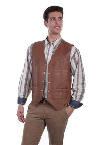 Image of Scully Saddle Tan Soft Touch Lambskin Western All Leather Vest 507