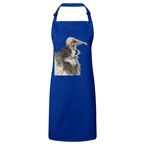 Tablier cuisine premium bleu au design illustration ancienne vautour biologie élégant