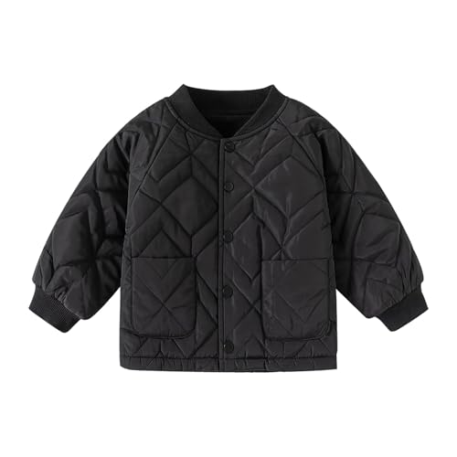 Boys Girl Jacket Winter Jacket Thick Fleece Lined Parka with Pocket Puffer Jacket Wind 𝗪aterproof (Black, 3-4 Years)