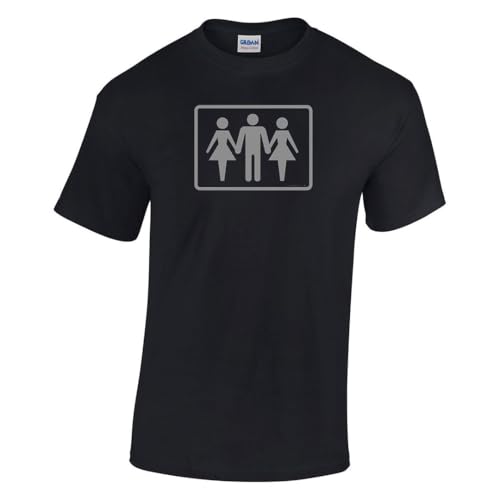 DIRTYRAGZ Men's Threesome Polygamy Pimp Funny T Shirt L Black