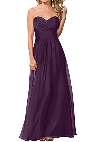 La_Marie Braut Chiffon Herzausschnitt Abendkleider Ballkleider Brautjungfernkleider Bodenlang Neuheit-40 Traube Cover