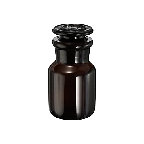 PATIKIL 60mL Reagent Media Bottle, 1Pcs Round Wide Mouth Glass Storage Bottle with Amber Cap for Chemistry Lab Universities Home, Amber