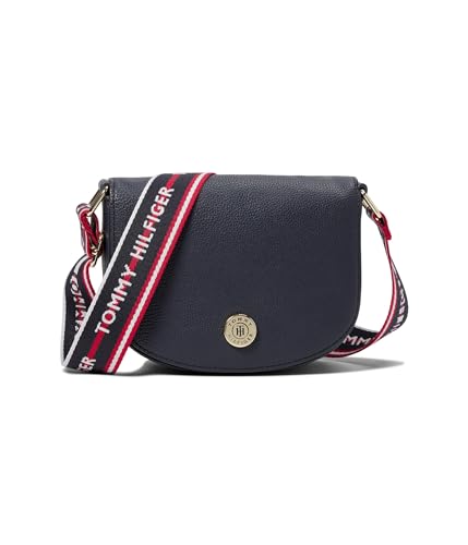 Tommy Hilfiger Bolsa tiracolo feminina Sylvie II com aba, Tommy Navy, Small