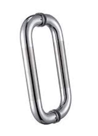 Nixnine Stainless Steel O Type Glass Door Handle, Pipe Pull Handle for Glass Door, (Round - Silver), Pack of 1 Set (12 Inch)