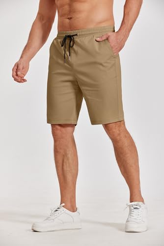 Image of COOFANDY Mens Casual Shorts Cotton Elastic Waist Drawstring Shorts Lightweight Summer Beach Shorts