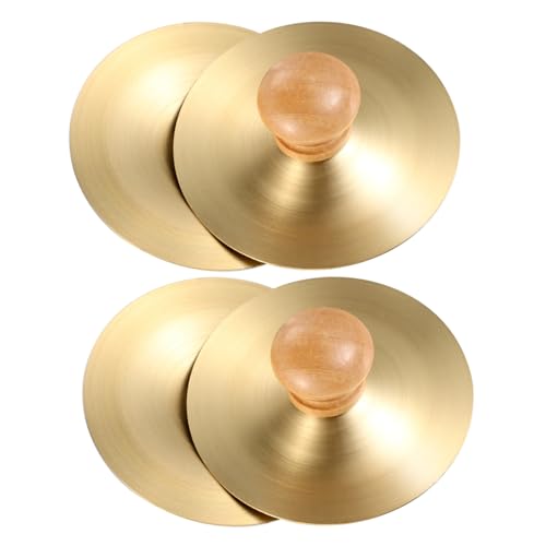 ULDIGI 2Pairs Copper Finger Cymbals Percussion Musical Instruments for Dance and Rhythm Engaging Finger for Boys for Early Music Education