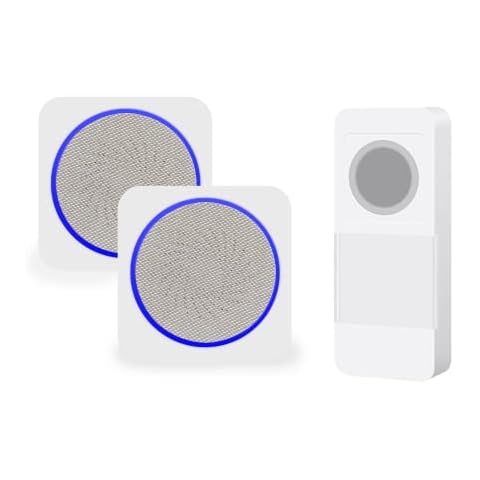 SURNICE Wireless Bell Outdoor Waterproof Wireless Doorbell 300 m Range Bell Front Door, 8 LED Light Colours, 16 Ringtones, 4 Volume Levels, Wireless Bell 2 Receivers Cover