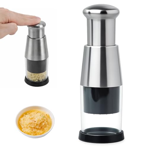 Knoblauchschneider Garlic Press Knoblauch Zerkleinerer 2-in-1 Küchentool Mit Edelstahlklingen Ergonomischer Griff Spülmaschinenfest Leicht Zu Reinigen Ideal Für Familien Spart Zeit