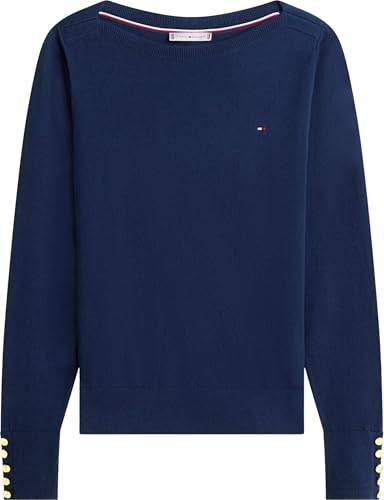 Tommy Hilfiger Damen Pullover Strickpullover, Blau (Dark Night Navy), M – Ansicht 6