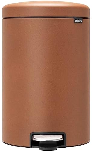 Brabantia New Icon Step Trash Can (5.3 Gal/Mineral Cinnamon) Soft Closing Kitchen Garbage/Recycling Can with Removable Bucket &amp; Metal Pedal